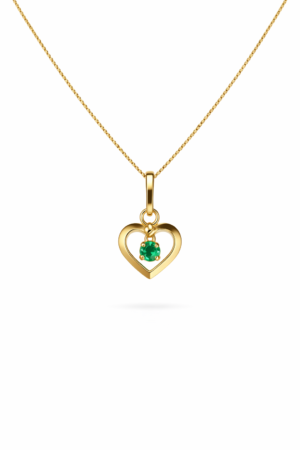 Dije Corazón Éternel en oro 18K con esmeralda natural – Ruby Éternelle