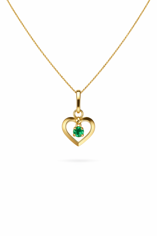 Dije Corazón Éternel en oro 18K con esmeralda natural – Ruby Éternelle