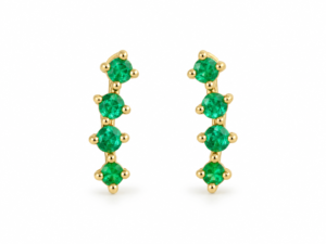 Aretes en oro 18K con cuatro esmeraldas naturales – Ruby Éternelle