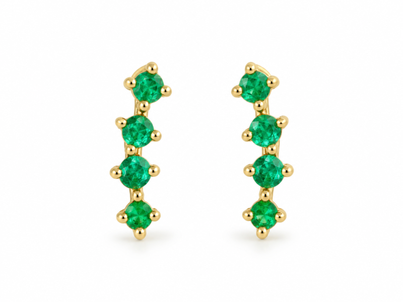 Aretes en oro 18K con cuatro esmeraldas naturales – Ruby Éternelle