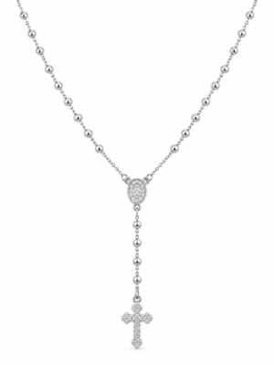 Rosario en plata Ley 925 con medalla y cruz – Ruby Éternelle